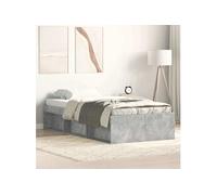 Vidaxl Cadre De Lit Sans Matelas Gris Béton 75x190 Cm Gris