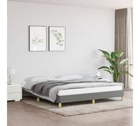 vidaXL Cadre de Lit, Lit Rembourré avec Sommier à Lattes, Lit Double avec Pied, Lit Adulte de Chambre, Moderne, Gris Foncé 379490