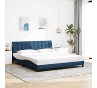 Cadre de Lit Hanko Bleu 180x200 cm en Tissu Polyester Durable, Design Ondulé Moderne, Soutien Optimal pour Matelas, Meuble de Chambre Élégant