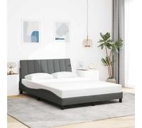 Cadre de Lit Hanko Gris Foncé 120x200 cm en Tissu Durable, Design Ondulé Moderne avec Tête de Lit Rembourrée, Support Optimal pour Matelas Double