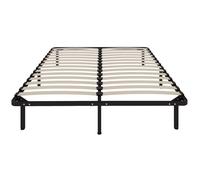 Cadre de lit - HOMCOM - 160 x 190 cm - sommier à lattes et pied - avec rangement au-dessous, assemblage facile - bois massif - noir