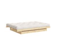 Cadre de Lit Karup Design Kanso avec Tiroir 160x200 en Bois de Pin