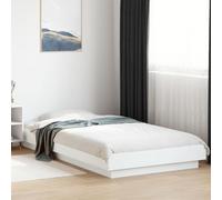 Cadre de Lit LED Blanc 90x200 cm, Bois d'Ingénierie, Lattes Robustes, RVB Vibrant, Design Moderne pour Chambre