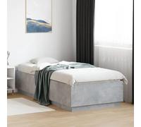 Cadre de Lit LED Gris Béton, Bois d'Ingénierie Robuste 100x200 cm, Sommier à Lattes, Éclairage RVB Personnalisable, Base de Lit Moderne pour Chambre Adulte