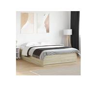 Cadre de Lit, Lit Double avec Sommier à Lattes, Lit Adulte, Meuble de Chambre à Coucher, Moderne, Chêne Sonoma 3209704