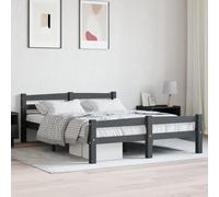 Cadre de Lit, Lit en Bois Massif de Pin, Design Moderne et Robust, Bed Frame avec Support Latte, pour Chambre Adulte, Couleur Gris Foncé, 120 x 200 cm