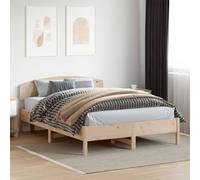 Cadre de Lit, Lit en Pin Massif 120x200 cm, Structure Robust avec Latte en Contreplaqué, Bed Frame sans Matelas, Design Moderne,Naturel, 205.5 x 125.5 x 81 cm