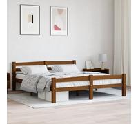 Cadre de Lit, Lit en Pin Massif Brun Miel 160x200 cm, Structure Robuste avec Latte, Cadre de Lit Moderne, pour Chambre Adulte, Deux Places, Couleur Marron Miel, 206 x 166 x 66 cm