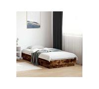 vidaXL Cadre de lit Sommier à lattes Lit simple Chêne fumé 90x190 cm Sans matelas