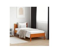 vidaXL Cadre de lit simple avec sommier à lattes Bois de pin massif Cire marron 75x190 cm