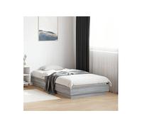 vidaXL Cadre de lit avec sommier à lattes Sonoma Bois d'ingénierie Gris 90x190 cm sans matelas