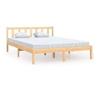 Cadre De Lit Lot 1 Bois Massif Pin Naturel 160x200 Cm Double Haut Robuste Marron