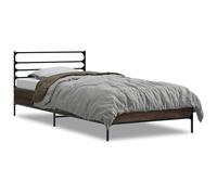 Cadre de lit marron - 100 x 200 cm - Aspect chêne - Design solide en bois et métal - Montage facile et durable - Idéal pour chambre à coucher et chambre d'amis