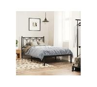 Cadre de lit métal avec tête de lit noir 107x203 cm, lit simple, meuble de chambre à coucher, lit d'invité, lit, 376124