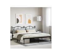 Cadre de lit métal avec tête de lit noir 200x200 cm 353446