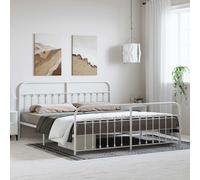vidaXL Cadre de lit métal sans matelas et pied de lit blanc 135x190 cm