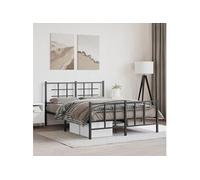 Vidaxl Cadre De Lit Métal Avec Tête De Lit/Pied De Lit Noir 140x190 Cm Noir