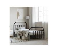 vidaXL Cadre de lit métal avec tête de lit/pied de lit noir 100x190 cm