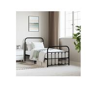 Cadre de lit métal avec tête de lit-pied de lit noir 90x190 cm 352588