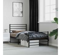 Cadre de Lit Métal avec Tête de Lit Pied de Lit Simple Noir 90x190 cm vidaXL