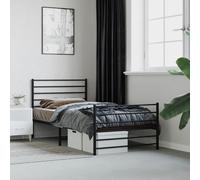Cadre de lit métal avec tête de lit noir 80x200 cm, lit simple, meuble de chambre à coucher, lit d'invité, lit, cadre de lit en métal, sommier