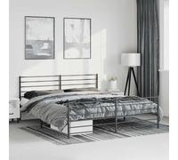 Cadre de Lit Métal avec Tête de Lit Pied de Lit Simple Noir 90x190 cm vidaXL