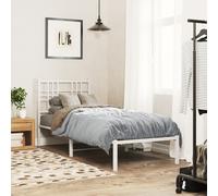vidaXL Cadre de Lit Métal avec Tête de Lit/Pied de Lit, Sommier à Lattes, Lit Adulte, Lit Double de Chambre à Coucher Intérieur, Blanc 140x190cm