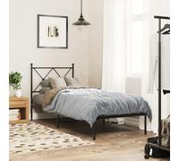 vidaXL Metal Bed Frame with Headboard Black 140x190 cm, double bed, bedroom furniture, guest bed, bed, metal bed frame, bed 376502