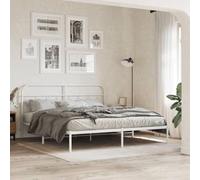 Cadre de Lit Métal Blanc 160x200 cm, Sommier à Lattes Intégré, Support Matelas 140x200 à 180x200, Structure Renforcée pour Chambre Adulte et Chambre d'enfant, Design Moderne et Robuste