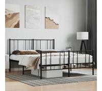 Cadre de Lit Métal Noir 160x200cm, Robuste avec Tête et Pied, Plateforme, Grand Format, Rangement sous Structure, Support Matelas Optimal pour Chambre Adulte Moderne