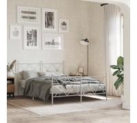 Cadre de lit métal Robuste 137x190 cm, sans Matelas ni Pieds de lit, Structure en Acier renforcé pour Chambre Adulte et Chambre dâ€™Amis, Design Blanc Moderne et Facile à Assembler