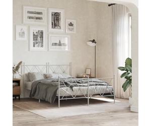 Cadre de lit métal Robuste 137x190 cm, sans Matelas ni Pieds de lit, Structure en Acier renforcé pour Chambre Adulte et Chambre dâ€™Amis, Design Blanc Moderne et Facile à Assembler