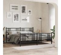 Cadre de lit métal Robuste 183x213cm Noir avec tête de lit, Structure renforcée pour Matelas, Design Moderne pour Chambre Adulte et Chambre dâ€™Amis, Facile à Monter sans Outils