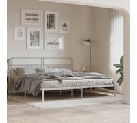 Cadre de lit métal Robuste 200x200 cm, sans Matelas ni tête de lit, Structure renforcée pour Chambre Adulte, Design Moderne Blanc, Facile à Monter et Durable pour Un Sommeil Confortable