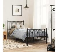 Cadre de lit métal Robuste 90x200 cm avec Pied de lit Noir, sans Matelas, Structure renforcée pour Chambre Adulte et Chambre d'ami, Design Moderne et Facile à Assembler