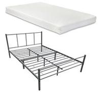 Cadre de Lit Métal Robuste Lattes Métalliques avec Matelas Mousse à Froid Lit Simple Acier Laqué Polyester 120 x 200 cm Gris Foncé Mat [en.casa] [neu.haus] Gris foncé G