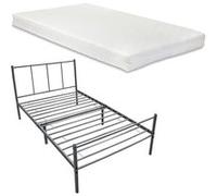 Cadre de Lit Métal Robuste Lattes Métalliques avec Matelas Mousse à Froid Lit Simple Acier Laqué Polyester 90 x 200 cm Gris Foncé Mat [en.casa] [neu.haus] Gris foncé G