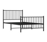 Vidaxl Cadre De Lit Métal Avec Tête De Lit/Pied De Lit Noir 100x190 Cm Noir
