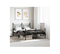 vidaXL Cadre de lit en métal avec tête et pied de lit Noir 140x190 cm