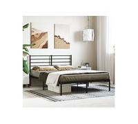 Cadre de Lit Métal avec Tête de Lit Pied de Lit Simple Noir 90x190 cm vidaXL