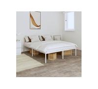Cadre de lit métal sans matelas blanc 140x200 cm