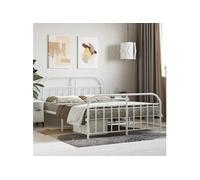 Cadre de lit métal sans matelas et pied de lit blanc 140x190 cm