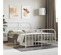 vidaXL Cadre de lit métal sans Matelas et Pied de lit Blanc 140x190 cm