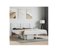 vidaXL Cadre de lit métal avec tête de lit blanc 140x190 cm