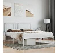 vidaXL Cadre de lit métal avec tête de lit blanc 140x190 cm