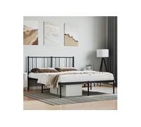 Vidaxl Cadre De Lit Métal Avec Tête De Lit Noir 160x200 Cm Noir