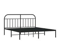 Cadre de lit métal vidaXL avec tête de lit Noir 180x200 cm, lit Double, Meuble de Chambre à Coucher, lit d'invité, Cadre de lit en métal, sommier