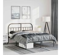 vidaXL Cadre de lit en métal 140x190 cm avec tête et pied – Noir – Double