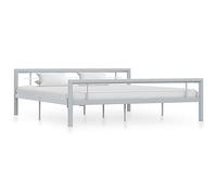 Cadre de lit Meuble sans Matelas Gris et Blanc métal 180x200 cm sommier Inclus Design Moderne Industriel Structure Robuste Chambre Adulte lit Double