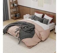 Cadre de lit Minimaliste Moderne, 160 x 200 cm, Beige, revêtement en Velours hollandais, sommier Bas, mobilier de Chambre de Style Contemporain. Mécanisme, Gray, W3301P330914